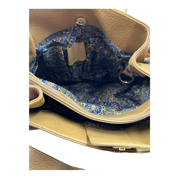 Maxx New York Pebbled Shoulder bag Brown Tan Leather, Pockets & Paisley - Picture 7 of 9